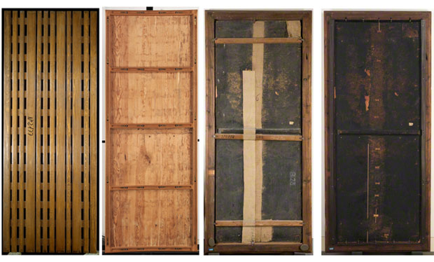 Rear view of Durer's <em>Adam</em> (left) and <em>Eve</em> (right)” title=”Wood supports for Albrecht Durer's Adam and Eve / Museo del Prado” width=”620″ height=”374″ class=”size-full wp-image-2620″ /><p class=