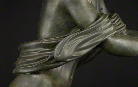 Post-conservation photo of Apollo as an Archer: Detail of re-created epoxy drapery
