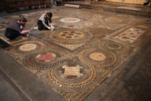 Permalink to Website Offers Insider’s View of Westminster Abbey’s Cosmati Pavement Conservation Project The first coat of microcrystalline wax being applied to the surface of the pavement. Courtesy of Westminster Abbey.