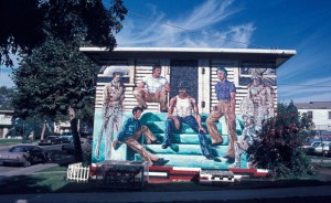 Permalink to New Online: The Ernest A. Long Outdoor Mural Image Archive Ghosts of the Barrio mural by Wayne Healy / photographed circa 1970-1974