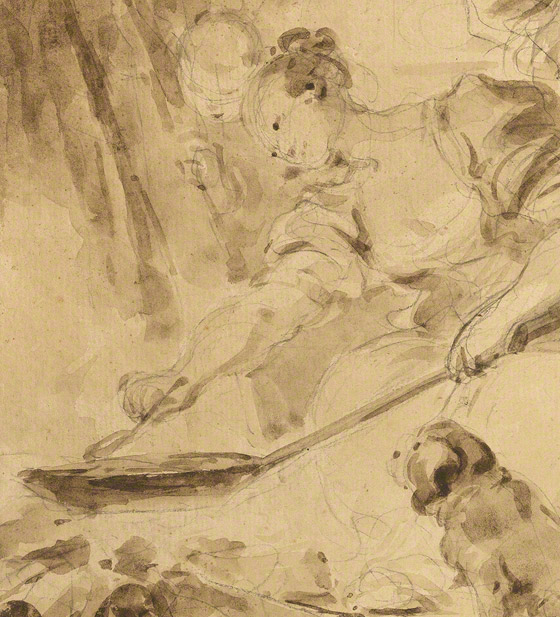 Detail of cooking action and spaniel dog in Making Fritters (Les Beignets) / Jean-Honore Fragonard Detail of cooking action and spaniel dog in Making Fritters (Les Beignets) / Jean-Honore Fragonard