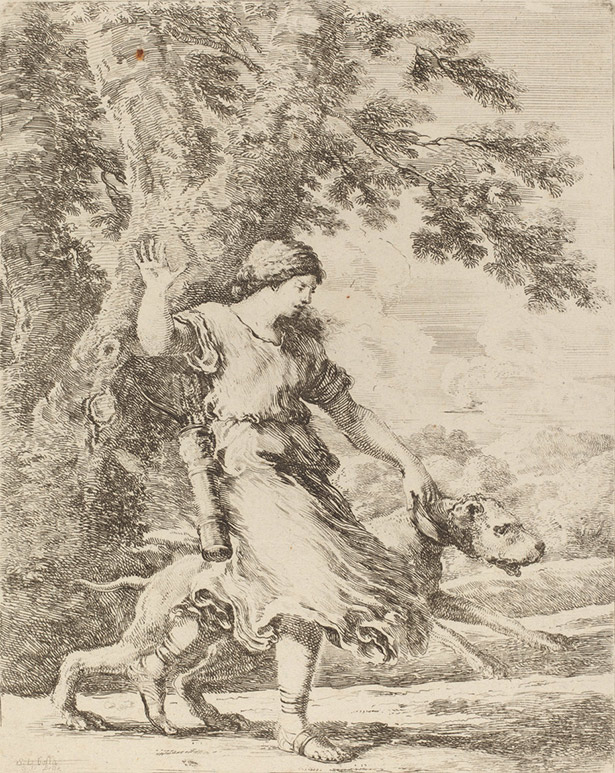 Nymph Holding a Large Dog by a Collar / Stefano Della Bella Nymph Holding a Large Dog by a Collar / Stefano Della Bella