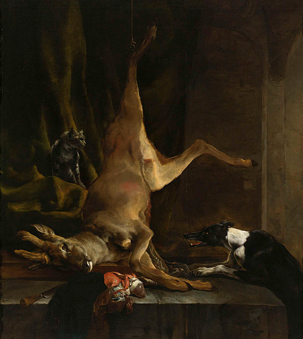 A Dog and a Cat with a Half-Butchered Roe / Jan Baptist Weenix A Dog and a Cat with a Half-Butchered Roe / Jan Baptist Weenix