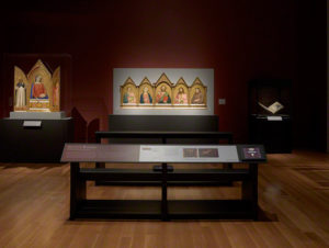 Permalink to Church Pews and iPads? Designing “Florence at the Dawn of the Renaissance” Installation view of Florence at the Dawn of the Renaissance showing pews and iPads