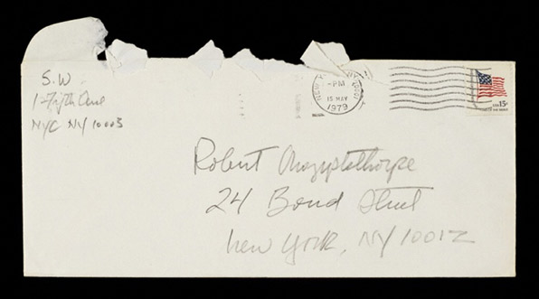 Letter from Sam Wagstaff to Robert Mapplethorpe (front of envelope)