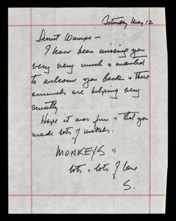 Letter from Sam Wagstaff to Robert Mapplethorpe (hand-written letter)