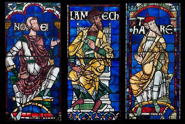 Stained glass from Canterbury Catherdral. Attributed to the Methuselah Master (English, active late 1170s). Colored glass and vitreous paint; lead came. © Robert Greshoff Photography, Courtesy Dean and Chapter of Canterbury. Stained glass from Canterbury Catherdral. Attributed to the Methuselah Master (English, active late 1170s). Colored glass and vitreous paint; lead came. © Robert Greshoff Photography, Courtesy Dean and Chapter of Canterbury.