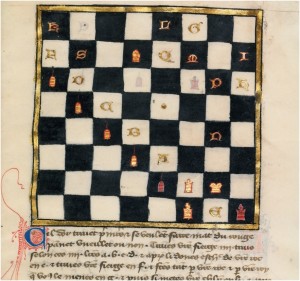 Permalink to A Medievalist’s Viewing Guide to “Game of Thrones,” Season 4 Chess Problem (detail) from Book of Chess Problems, late 14th century. Tempera colors and gold leaf on parchment, 9 ¾ x 6 5/8 in. (24.8 x 16.8 cm). Ms. Ludwig XV 15, fol. 97