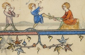 Permalink to A Better World through Chivalry A boy is never too young to practice being a gentleman.
Initial T: The Apostles; Boys Playing a Game, about 1320-25, in Breviary. The J. Paul Getty Museum, Ms. Ludwig IX 2, fols. 356v–357.