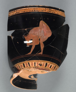 Permalink to Acrobatic Feats of the Ancient Wine Party Fragmentary Mug with a Youth Drinking from a Wine Cup, 510–500 B.C., attributed to near the Theseus Painter, vase-painter; and to the Heron Class, potter. Greek, made in Athens. Terracotta, 6 1/4 in. high. The J. Paul Getty Museum, 76.AE.127. Gift of Lynda and Max Palevsky