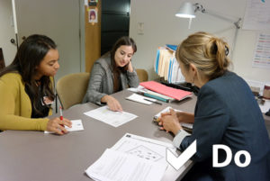 Permalink to 5 Tips for Making the Most of an Arts Internship Corinne (left) and Gaby (center) in a productive meeting with Getty Villa exhibitions coordinator Robin McCarthy (right)