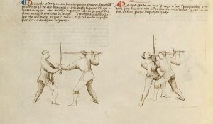 Permalink to A Quest to Uncover History Through Handwriting Combat with Swords (detail), from Fiore dei Liberi, Fior di Battaglia, possibly Venice or Padua, ca. 1410. Tempera colors, gold leaf, and ink on parchment, 11 x 8 1/8 in. The J. Paul Getty Museum, Ms. Ludwig XV 13, fol. 20v