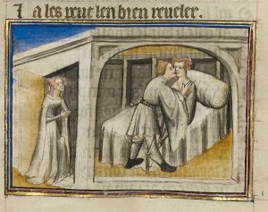 Permalink to The Art of Seduction A Lover Entering the Bedroom of His Beloved in Romance of the Rose, about 1405, unknown illuminator, made in Paris. Tempera colors, gold leaf, and ink on parchment bound between pasteboard covered with dark red morocco, 14 7/16 x 10 1/4 in. The J. Paul Getty Museum, Ms. Ludwig XV 7, fol. 62v