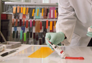 Permalink to Thirty Years of Advancing Conservation Practice Scientist works in a lab with acrylic paint