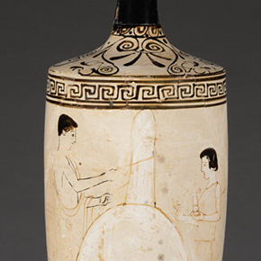 Oil Jar with Family Members Visiting a Grave