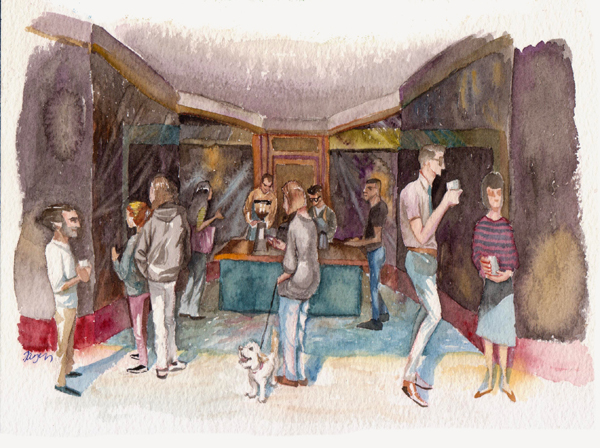 Civil Coffee (Highland Park), Tayen Kim. Watercolor. Courtesy of and © Tayen Kim