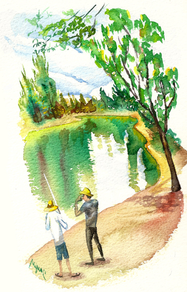 Lake, Tayen Kim. Watercolor. Courtesy of and © Tayen Kim