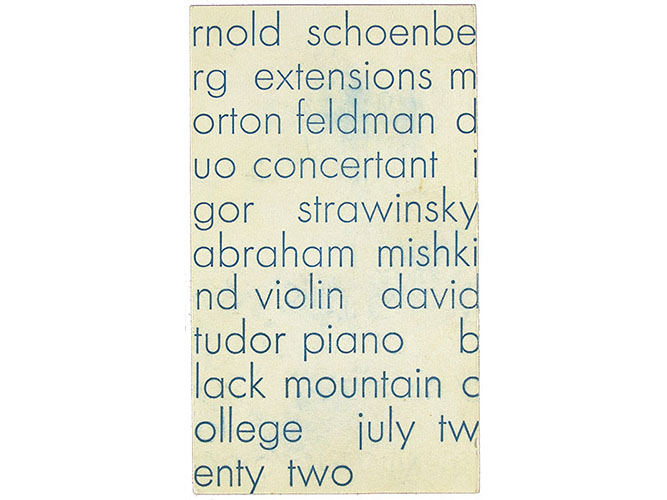 Recital of Modern and Contemporary Music, David Tudor, pianist, Abraham Mishkind, violinist, Black Mountain College, Black Mountain, North Carolina, July 22, 1953