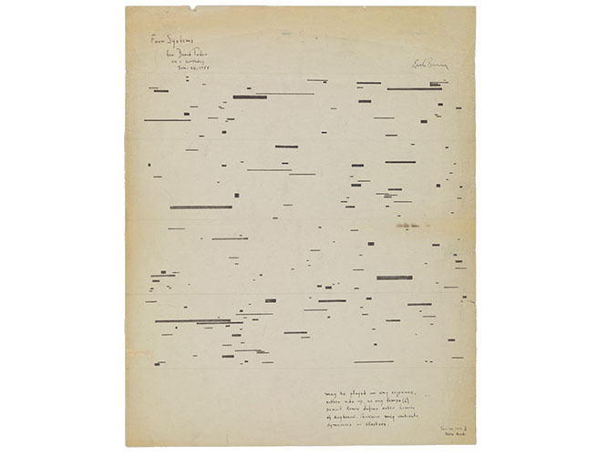 Four Systems (for David Tudor on a birthday), autograph score, January 20, 1954, Earle Brown