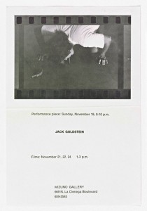 Announcement, Jack Goldstein at Mizuno Gallery