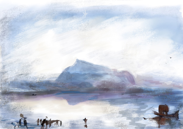 iPad sketch by Elke Reva Sudin inspired by J. M. W. Turner’s Blue Rigi—Sunrise