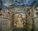 Interior and sculpture of a bodhisattva in Cave 275 Interior and sculpture of a bodhisattva in Cave 275