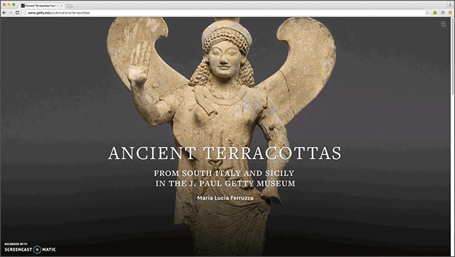 Animated screencast of Terracottas online catalogue