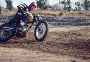 Billy Al Bengston on his motorcycle