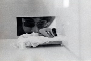 Robert Graham looking at his wax sculptures