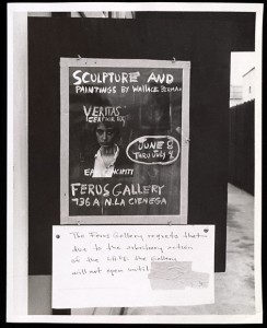 Temporary closure sign at Ferus Gallery