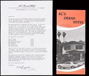Letter and brochure for Al's Grand Hotel